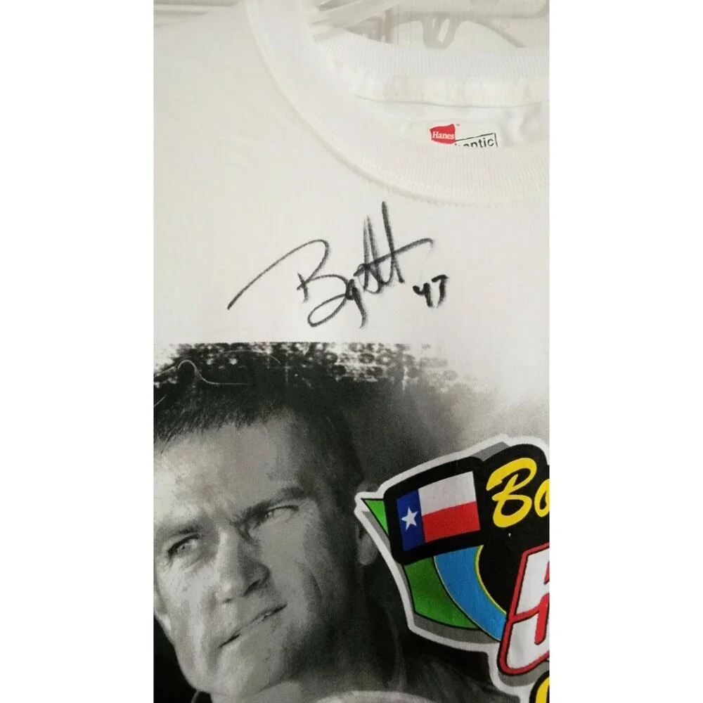 NEW Hanes Bobby Labonte NASCAR signed T Shirt Cheerios Racing 43 Graphic Tee L